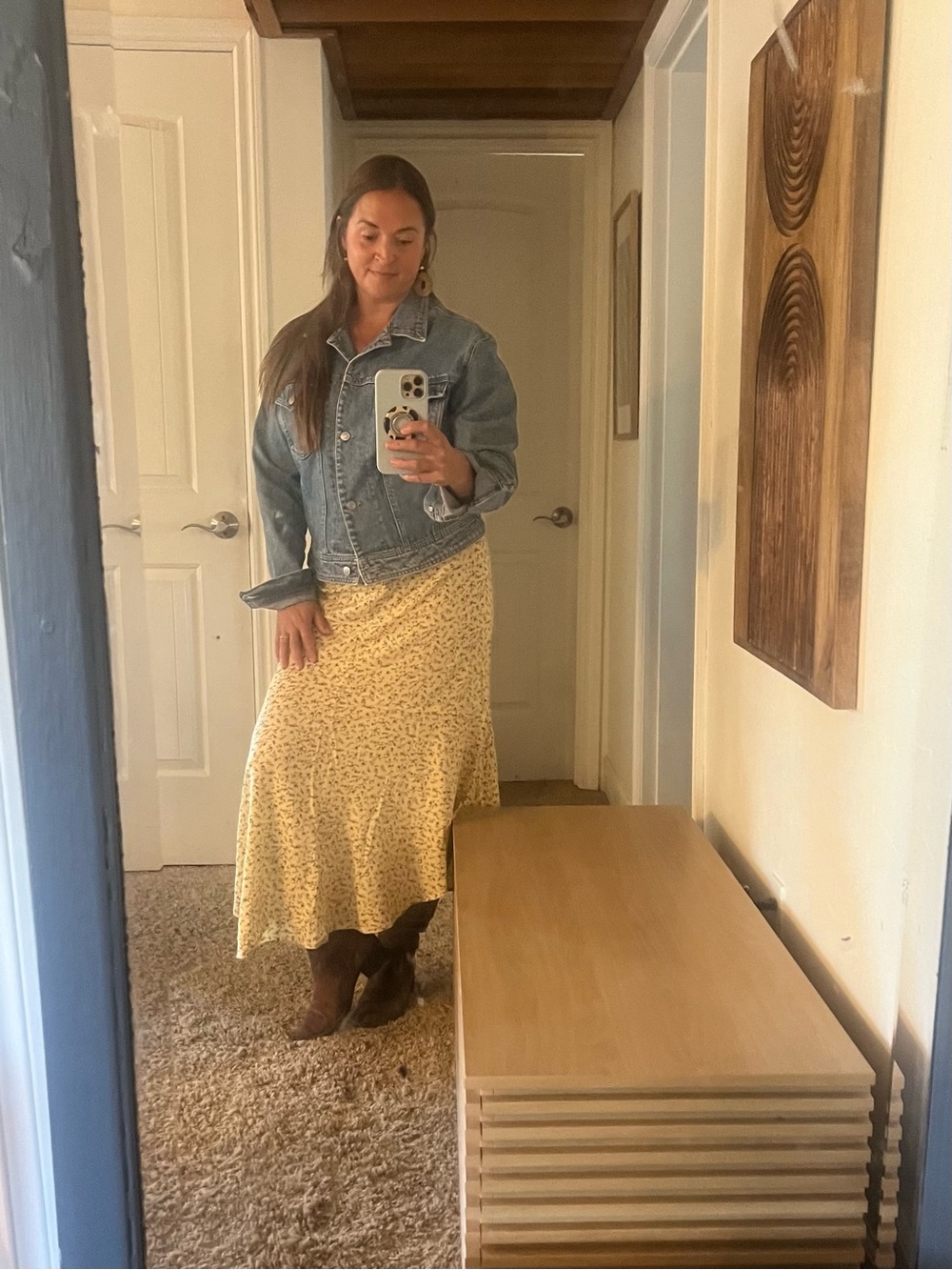 Motel Large Pastel Yellow Floral Cottage core High-Low Skirt